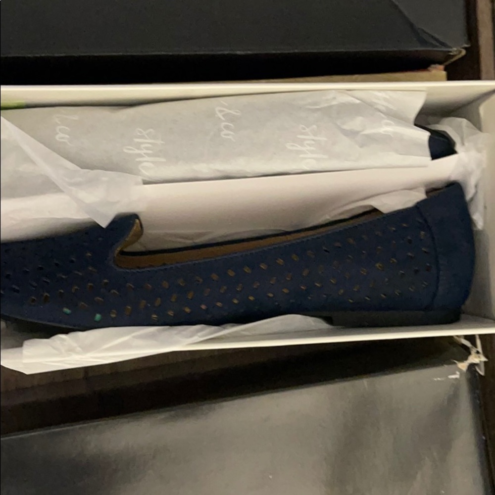 Navy blue loafer shoes